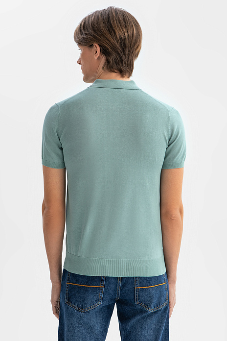 Поло из хлопка, шелка и льна, цвет Мятный