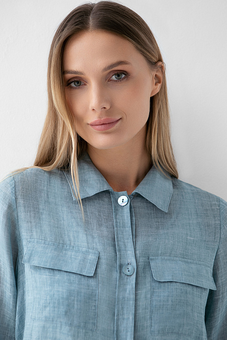 Пиджак из рами и тенсела, цвет Голубой