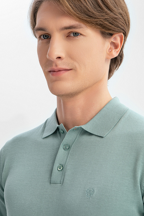 Поло из хлопка, шелка и льна, цвет Мятный