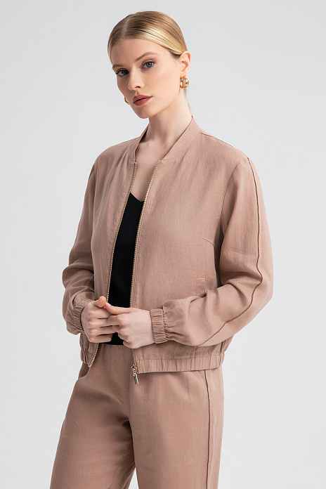 Бомбер изо льна, цвет Пудровый