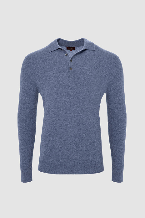 Джемпер поло из кашемира, лимитированная коллекция, цвет Голубой темный