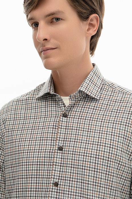 Фланелевая сорочка в клетку, цвет Коричневый