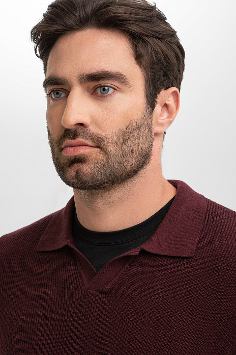 Джемпер поло из хлопка и кашемира, цвет Винный
