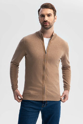 Кардиган из хлопка Пима с отделкой из алькантары