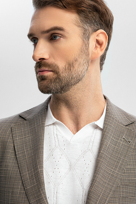 Пиджак из шерсти, хлопка и льна с водоотталкивающей обработкой, цвет Коричневый светлый