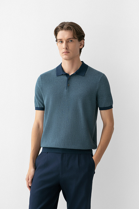 Поло из хлопка, цвет Синий