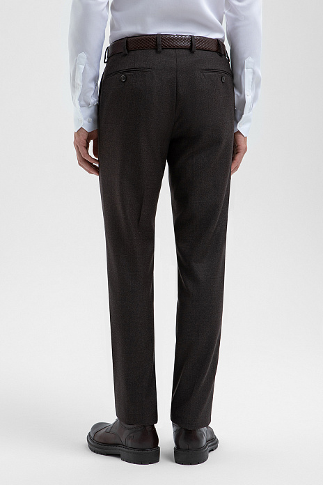 Брюки из шерсти, устойчивой к сминанию и загрязнениям, цвет Коричневый