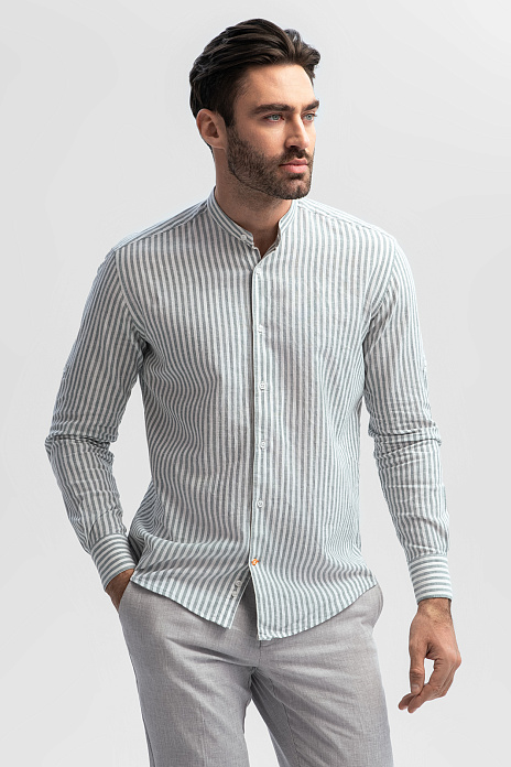 Сорочка изо льна и хлопка, цвет Зеленый