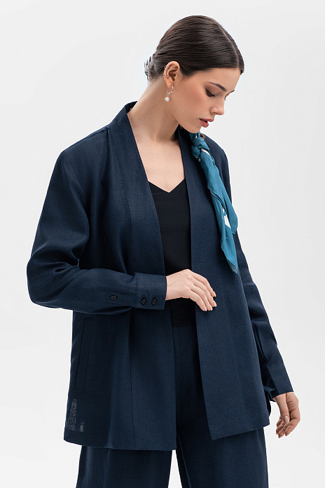 Жакет изо льна, цвет Синий темный