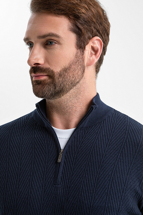 Джемпер из хлопка и кашемира, цвет Синий темный