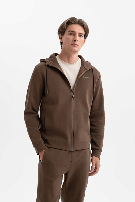 Толстовка на молнии с капюшоном, цвет Коричневый