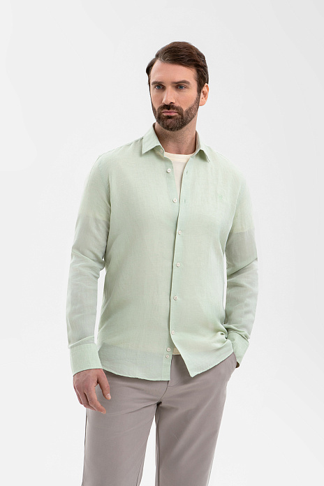 Сорочка из хлопка и льна, цвет Зеленый