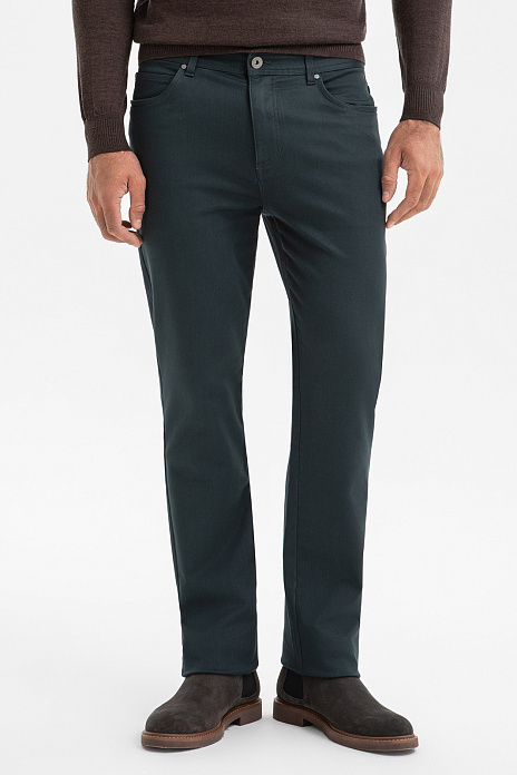 Брюки из хлопка и модала, цвет Синий темный