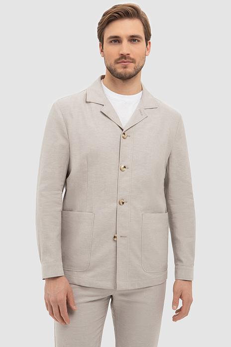 Пиджак из хлопка и льна, цвет Бежевый