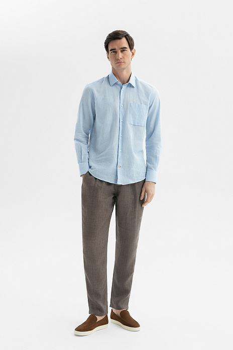 Брюки изо льна, цвет Коричневый