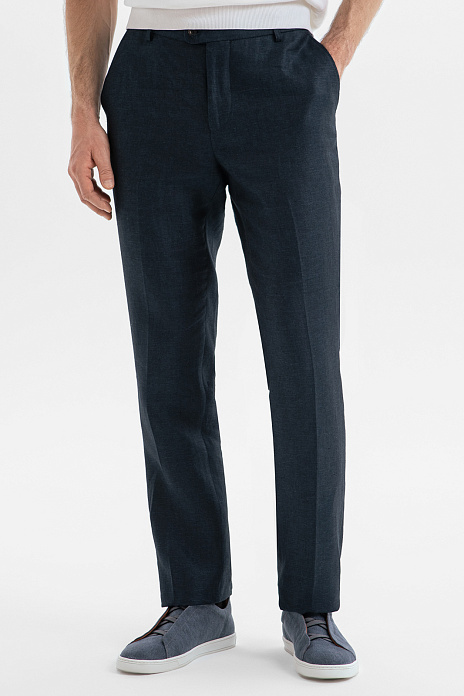 Брюки изо льна, цвет Синий темный