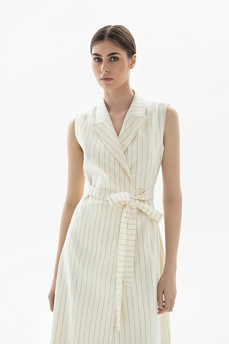 Платье из шерсти, льна и шелка, цвет Молочный