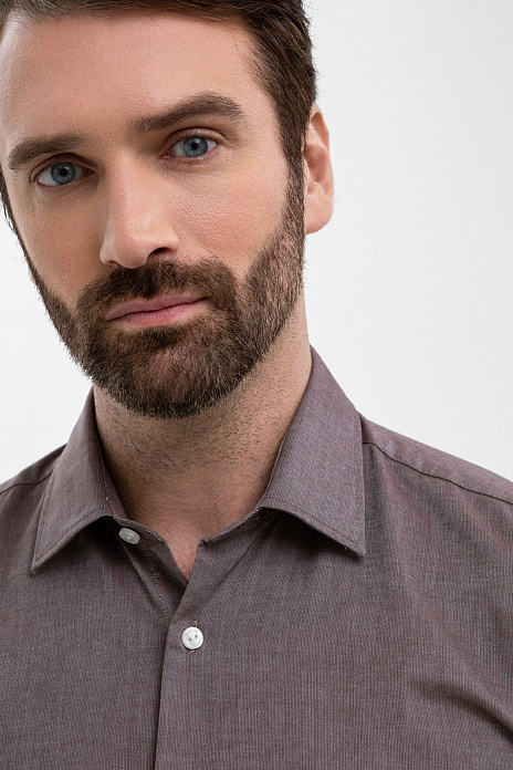 Сорочка из итальянской хлопковой ткани Carlo Bassetti, цвет Коричневый