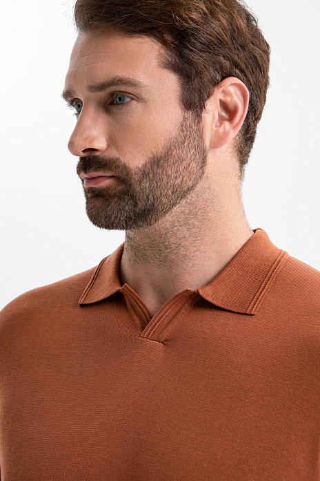 Джемпер поло из шелка, лимитированная коллекция, цвет Коричневый светлый