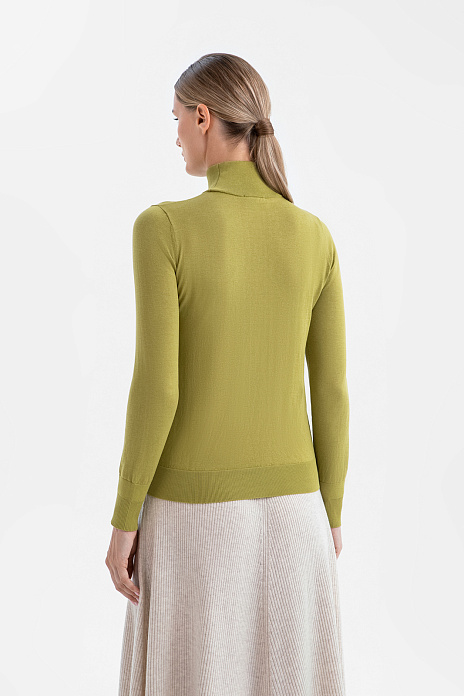 Водолазка из хлопка и шелка, цвет Зеленый светлый