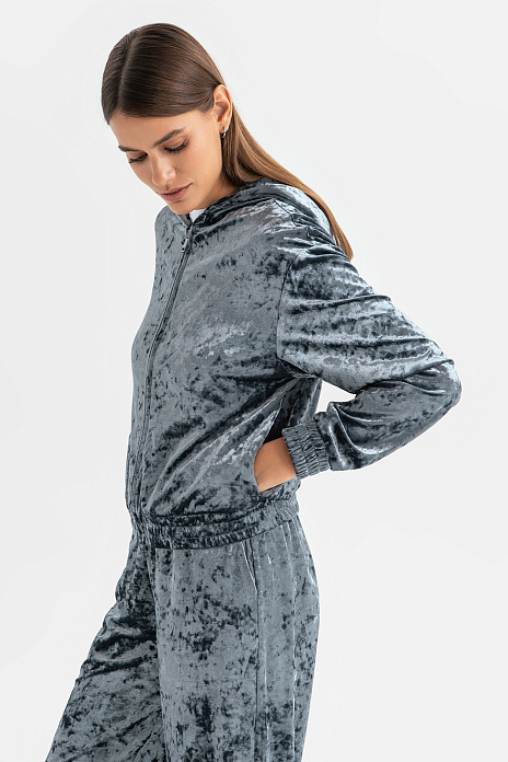 Толстовка с бархатной фактурой, цвет Серый