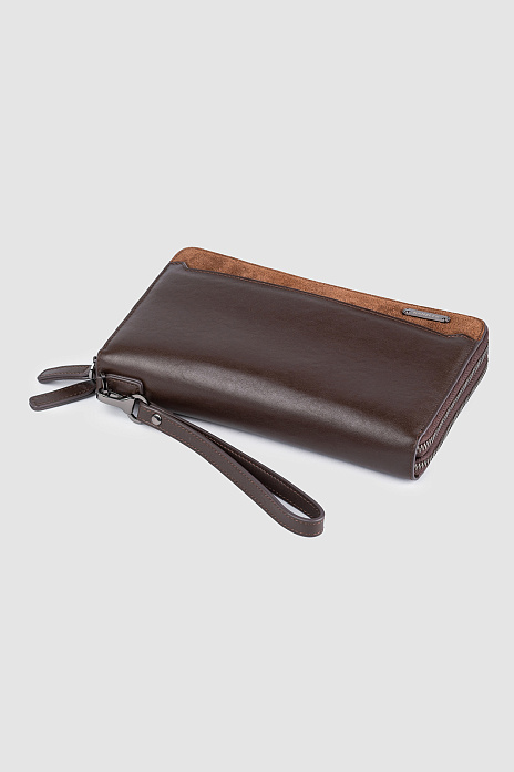 Клатч из натуральной кожи и замши, цвет Коричневый