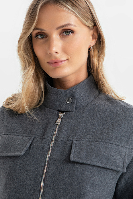 Жакет-бомбер из смесовой шерсти, цвет Антрацит