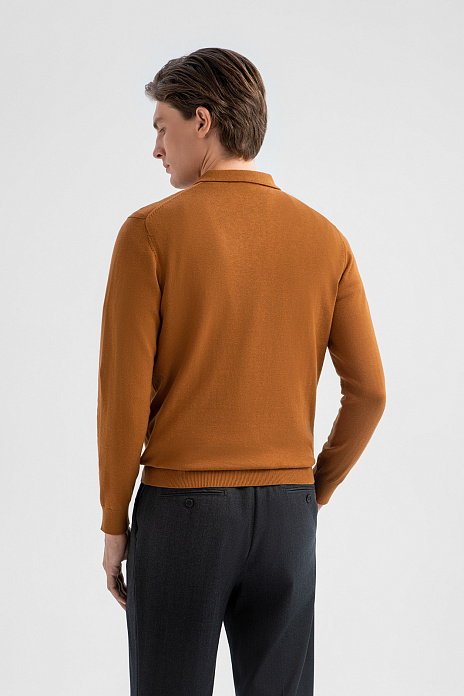 Джемпер поло из хлопка, шерсти и кашемира, цвет Коричневый светлый
