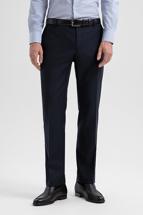 Брюки из шерсти из шерсти, устойчивой к сминанию, цвет Синий темный