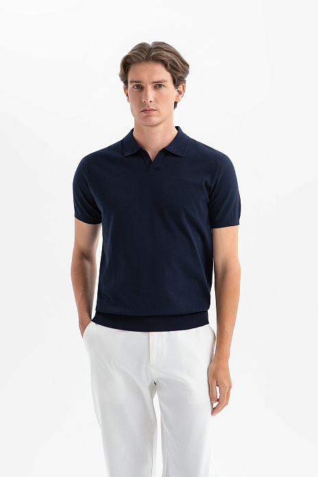 Поло из хлопка Пима, цвет Синий темный