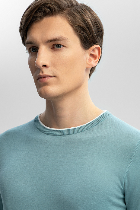 Джемпер из хлопка и льна, цвет Голубой