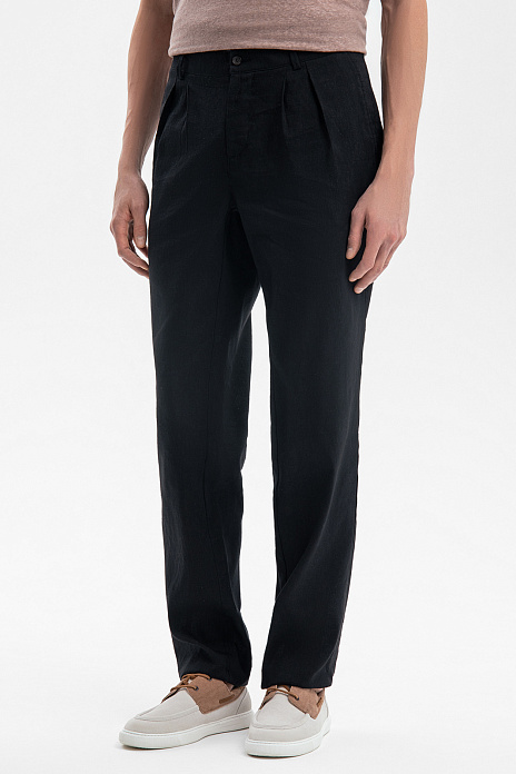 Брюки изо льна и шерсти, лимитированная коллекция, цвет Черный