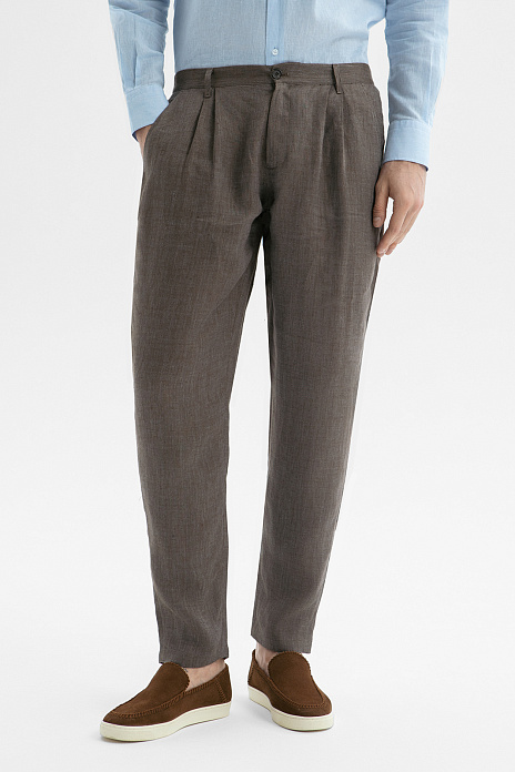 Брюки изо льна, цвет Коричневый