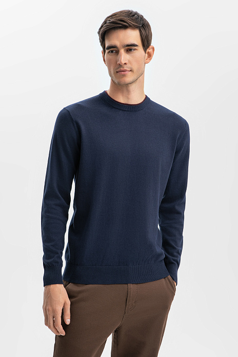 Джемпер из хлопка и кашемира, цвет Синий темный