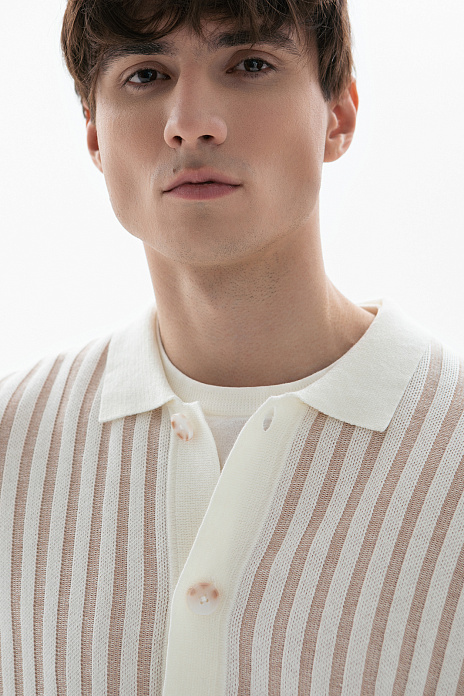 Кардиган с коротким рукавом из хлопка и льна, цвет Бежевый