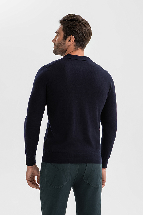 Джемпер поло из шерсти и кашемира, цвет Синий темный