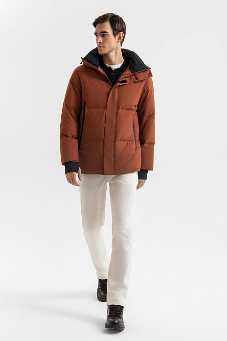 Пуховик с водоотталкивающей обработкой и внутренними подтяжками, цвет Терракотовый