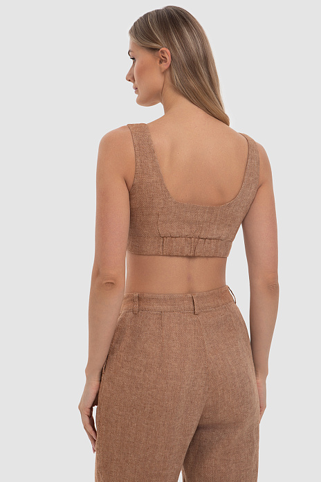Топ изо льна, цвет Коричневый светлый