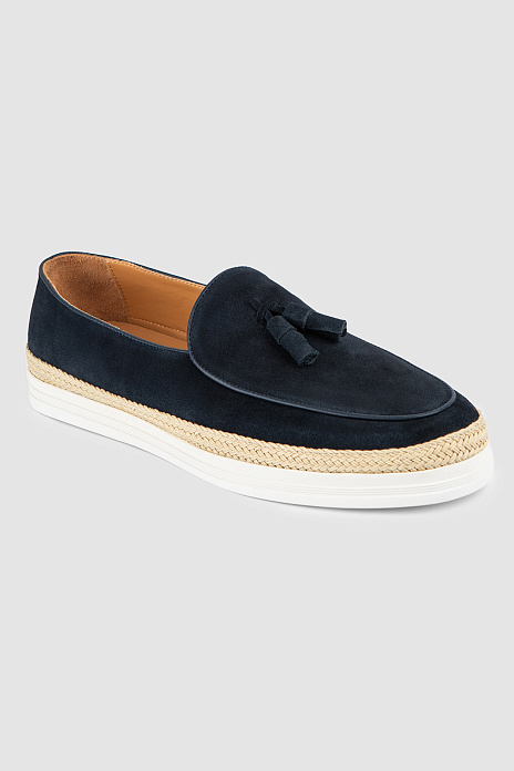 Лоферы из натуральной замши, цвет Синий темный