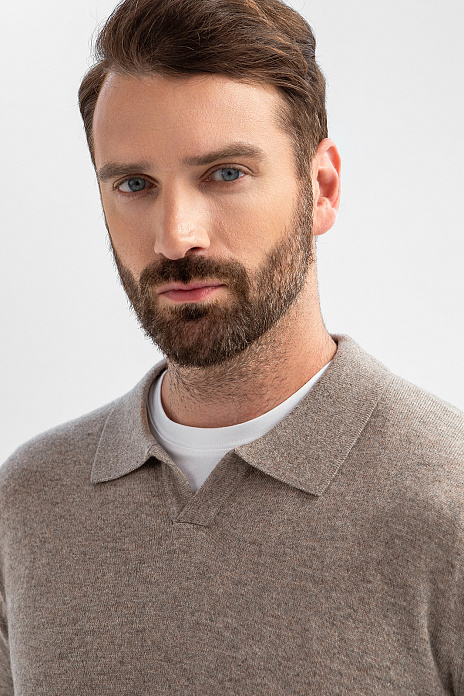 Джемпер поло из шерсти и кашемира, цвет Мокко