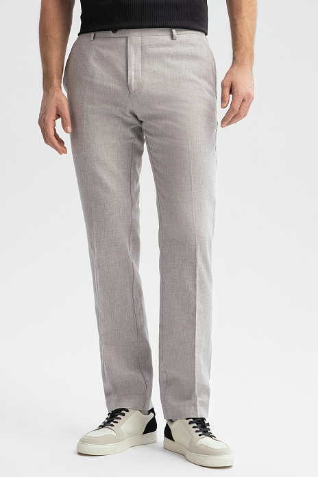 Брюки из хлопка и льна, цвет Серый светлый