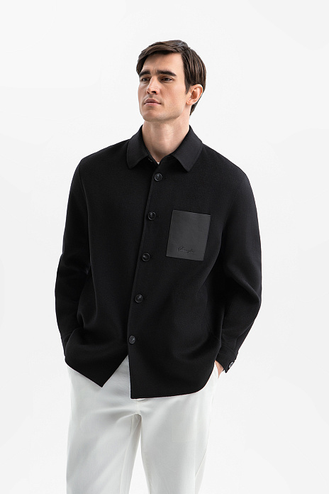 Куртка-рубашка из смесовой шерсти, цвет Черный